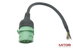 Type 2 Green 9pin J1939 Female to Open end Cable 1ft/30cm
