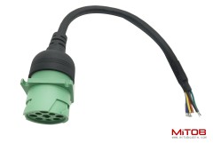 Type 2 Green 9pin J1939 Female to Open end Cable 1ft/30cm