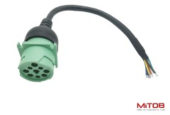 Type 2 Green 9pin J1939 Female to Open end Cable 1ft/30cm