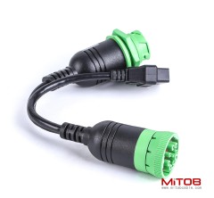 Threaded SAE J1939 Type 2 Male to Female to OBD2 Female Port Splitter Cable