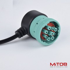 Right angle J1939 9 pin to OBD 16pin cable for Cummins