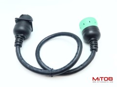 Overmolded 9 pin J1939 Green Type 2 Male to J1939 Gray Type 1 Female Cable