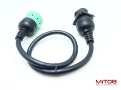 Overmolded 9 pin J1939 Green Type 2 Male to J1939 Gray Type 1 Female Cable