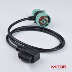 1 meter obd 16pin female to J1939 9pin female and J1939 9pin male cable J1939 9Pin cable for truck Cummins engines