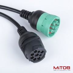 30 cm OBD 16PIN female to J1939 9PIN female and J1939 9pin male cable for cummins
