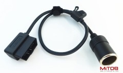 Right Angle Low-Profile OBD2 Male to Cigar Lighter Female Connector Cable Car Constant Power Cable 2ft/60cm