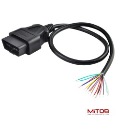 60cm 24" inch, 2ft 16 Pin J1962 OBD2 OBD-II Male Connector to Open Plug Wire, OBD Diagnostic Extension Cable Pigtail