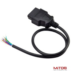 60cm 24" inch, 2ft 16 Pin J1962 OBD2 OBD-II Male Connector to Open Plug Wire, OBD Diagnostic Extension Cable Pigtail