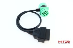 Green 9 Pin Male to 9 Pin Female to OBD 2 Extension Cable J1939 to OBDii 16pin Adapter Cable