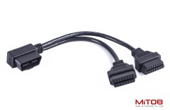 Right Angle 1pcs Male to 2pcs Female OBD2 OBDii Splitter Y Cable Thick 24awg Wires for GPS Tracker & Diagnostic Tool & Code Reader