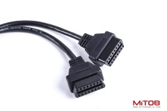 Right Angle 1pcs Male to 2pcs Female OBD2 OBDii Splitter Y Cable Thick 24awg Wires for GPS Tracker & Diagnostic Tool & Code Reader