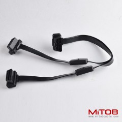 60CM OBD2 one split two full core extension cable with switch, OBD2 16 pins16 cores CABLE with independent switch