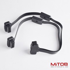 60CM OBD2 one split two full core extension cable with switch, OBD2 16 pins16 cores CABLE with independent switch