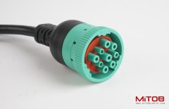 Green J1939 9pin Male to j1939 9pin Male and OBD2 16PIN CABLE J1939 splitter Y cable for Freightliner GPS & ELD Tracker & Code Reader