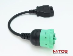 Green Type 2 J1939 Male to 16pin OBD2 Female Cable 16pin to 9pin J1939 Adapter Cable