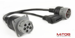 J1708 6pin Male to 6pin Female to OBD2 Splitter Cable for Freightliner Truck