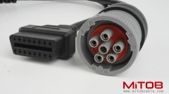 J1708 6pin Male to 6pin Female to OBD2 Splitter Cable for Freightliner Truck