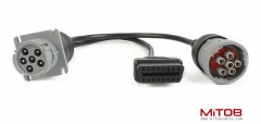 J1708 6pin Male to 6pin Female to OBD2 Splitter Cable for Freightliner Truck