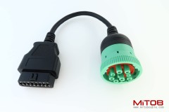 Green Type 2 J1939 Male to 16pin OBD2 Female Cable 16pin to 9pin J1939 Adapter Cable