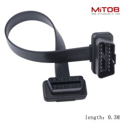 OBD2 male to female flat extension cable, on-board computer 16 pin 16 core extension cable
