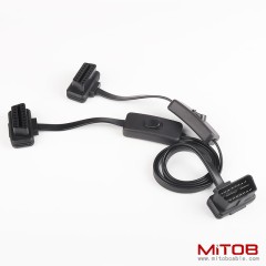 60CM Automotive OBD2 one to two with switch extension splitter Y cable flat OBD2 one to two adapter cable