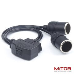 50cm Car OBD to two cigarette lighter cable 60cm 1M OBD to one cigarette lighter cable