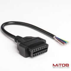 30CM 60CM 1M OBDII 16Pin female to open end cable ELM327 extension wire OBD2 Cable