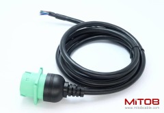Green Type 2 J1939 Female to Open Pigtail 9pin Cable 6ft