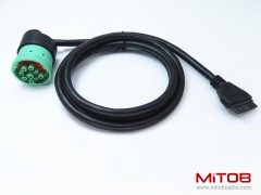 Green 9pin J1939 to 10pin Cable for PT30 ELD Logbook Compliant ECM w/DOT, Compatible with Most Trucks Freighliner & Kenworth, etc