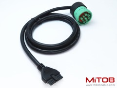 Green 9pin J1939 to 10pin Cable for PT30 ELD Logbook Compliant ECM w/DOT, Compatible with Most Trucks Freighliner & Kenworth, etc