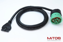 Green 9pin J1939 to 10pin Cable for PT30 ELD Logbook Compliant ECM w/DOT, Compatible with Most Trucks Freighliner & Kenworth, etc