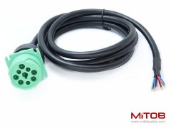 Green Type 2 J1939 Female to Open Pigtail 9pin Cable 6ft