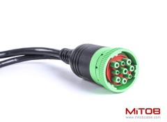 SAE J1939 Type 2 Male to Female to OBD2 Female Port Splitter Cable
