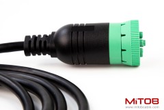 Green Type 2 J1939 Male to Open Pigtail 9pin Cable Truck Diagnostic Scanner Cable