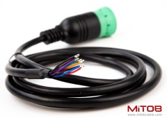 Green Type 2 J1939 Male to Open Pigtail 9pin Cable Truck Diagnostic Scanner Cable