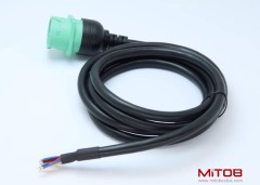 Green Type 2 J1939 Female to Open Pigtail 9pin Cable 6ft