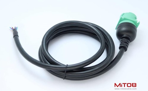 Green Type 2 J1939 Female to Open Pigtail 9pin Cable 6ft