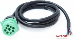 Green Type 2 J1939 Female to Open Pigtail 9pin Cable 6ft