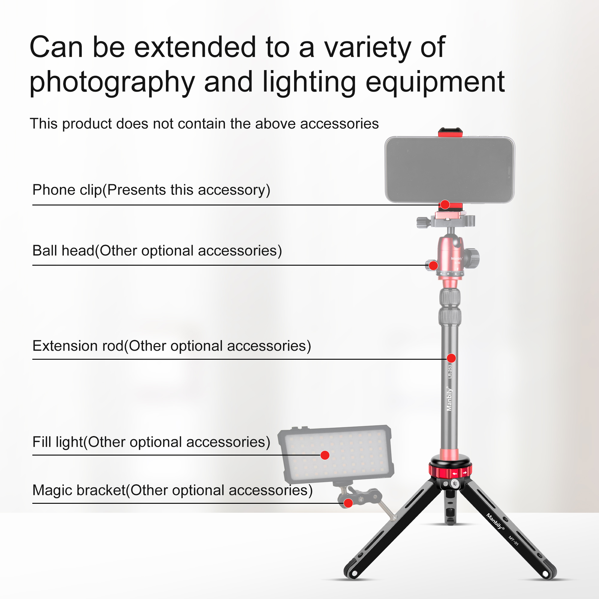 MT-01 CNC Aluminum Mini Desktop Tripod,Portable Table Camera Phone Tripod Stand