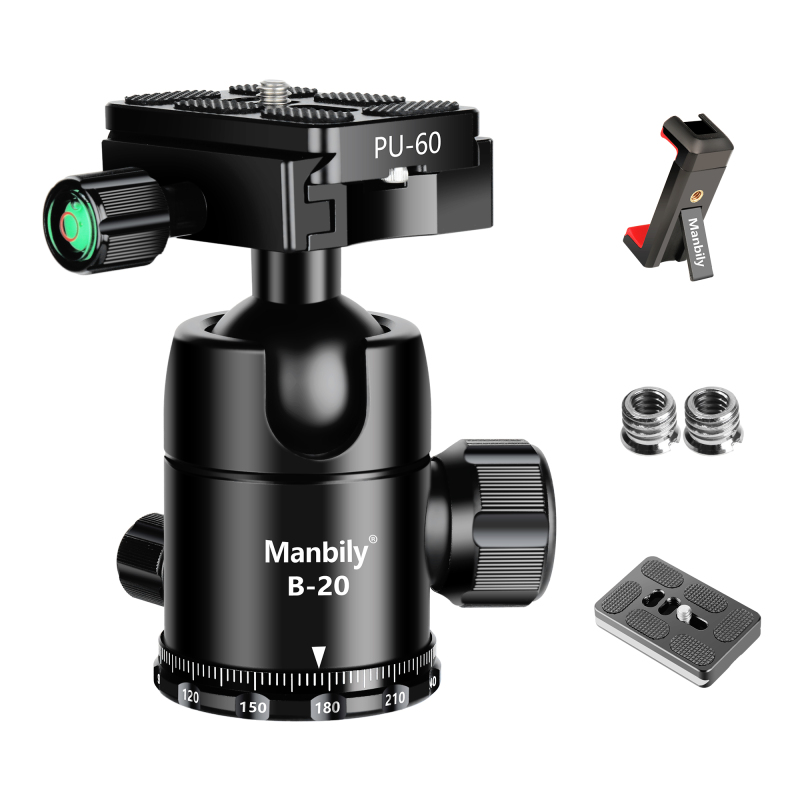 Manbily B-20 Tripod Ball Head Mount 360 Degree Swivel Camera Ball Head