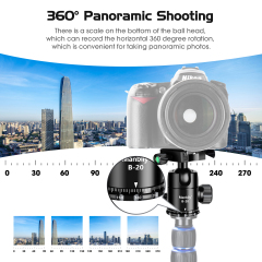 Manbily B-20 Tripod Ball Head Mount 360 Degree Swivel Camera Ball Head