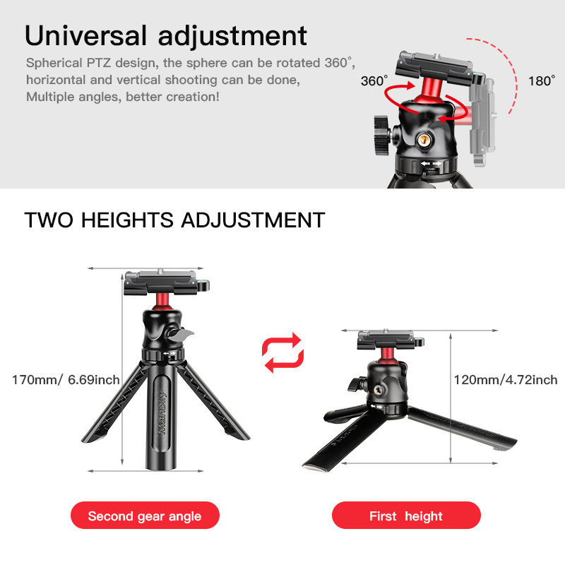 Manbily MT-07 Portable Lightweight Phone Holder Tripod Foldable Mini Table Desktop Camera Tripod for Digital Camera phone