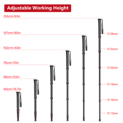 Manbily Camera Monopod Aluminum Portable Compact Lightweight Travel Monopod with Carrying Bag Walking Stick Handle,for DSLR Canon Nikon Sony Video Camcorder,6 Sections up to 61-in