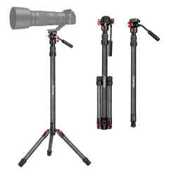 Professional video photo camera monopod stand with Fluid Video head