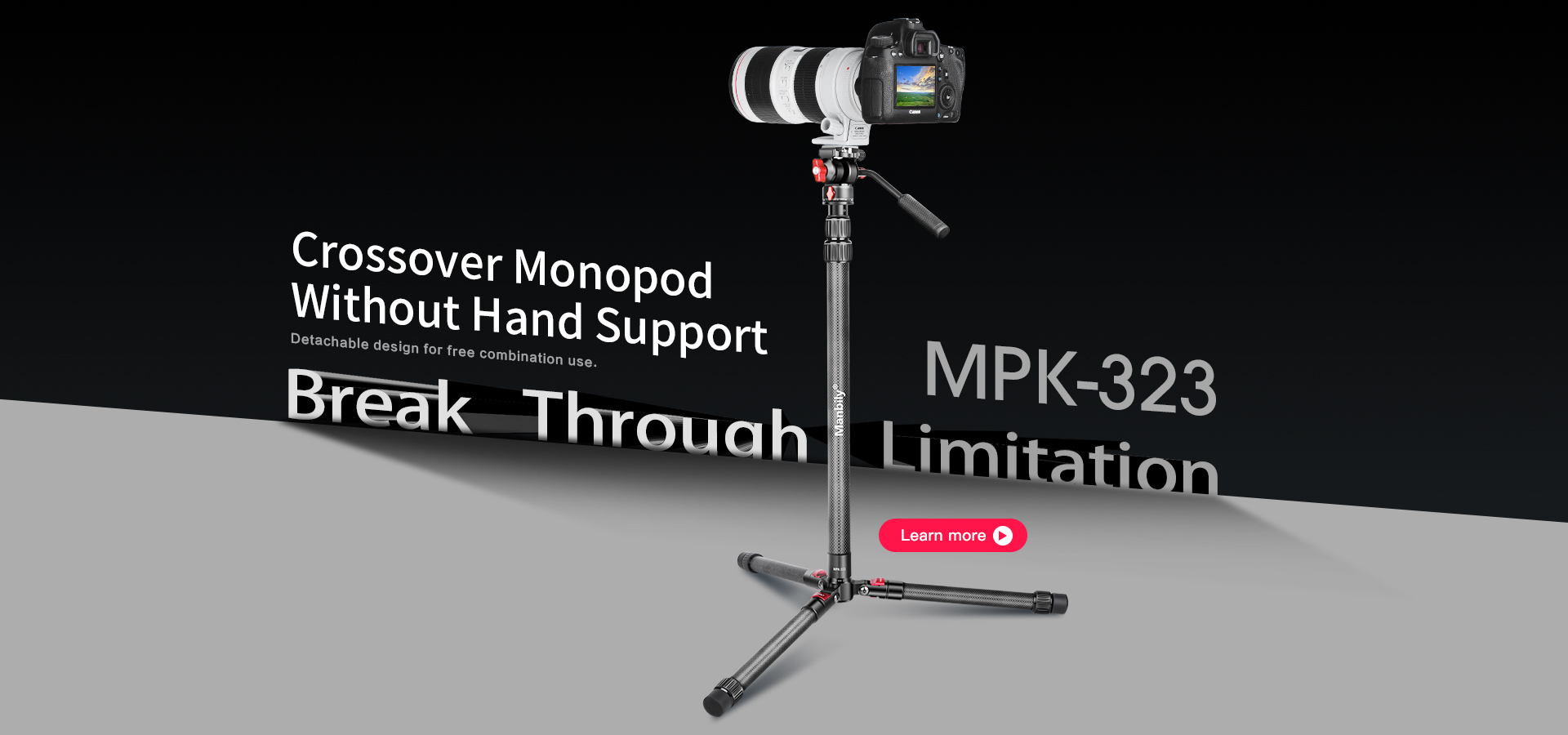 Professional video photo camera monopod stand with Fluid Video head