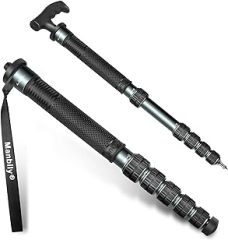 Manbily Camera Monopod, A-666L 32mm Tube Aluminum Monopod with Walking Stick Handle, Travel Monopod for DSLR Cameras Canon Sony Nikon, Payload 33 lbs/15kg (69")