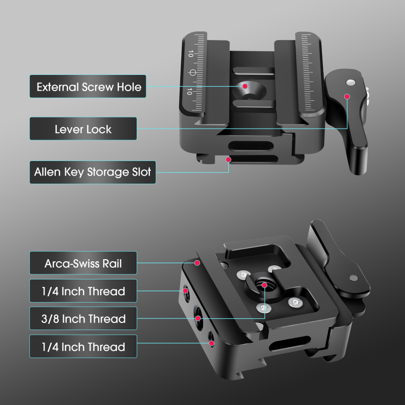 Manbily PA-02 QR Quick Release Clamp Arca Swiss Dovetail to Picatinny Adapter