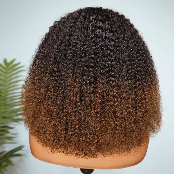 FLUFFY OMBRE BROWN JERRY CURL HEADBAND WIG