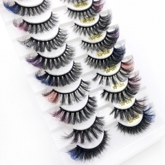 10 Pairs Color Mink Lashes Fluffy Soft Natural Thick Long Silk False Eyelashes Reusable Makeup Tools