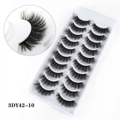10 Pairs Faux Mink Wispy Lash Set Collection For Girl Make-up Tools